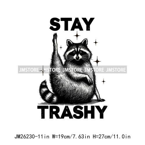 Animal Boujee Raccoon Stay Trashy Summer Vibes Highland Cow Design Logo DTF Iron On Transfer Stickers Ready To Press For Hoodies