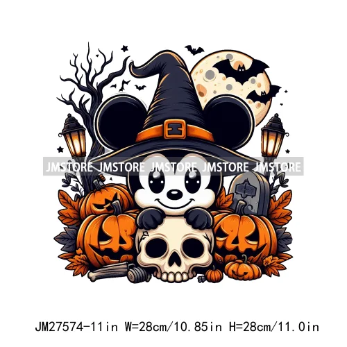 Cartoon Halloween Spooky Season Pumpkin Rip Gravestone Skull DTF Iron On Transfers Stickers Printing Ready To Press For Clothing