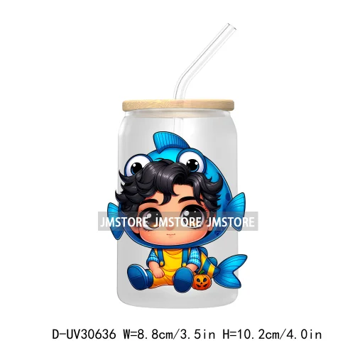 Spooky Cartoon Halloween Characters UV DTF Transfer Stickers Decals For Libbey Cold Cups Mugs Tumbler Waterproof Baby Princess