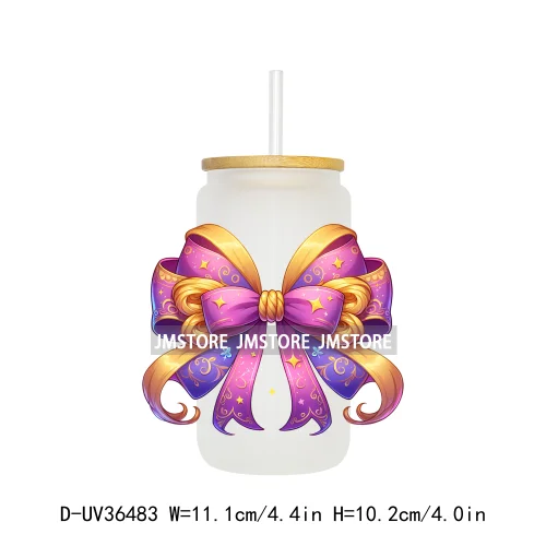 Princess Coquette Bow Cartoon Magical Kingdom UV Sticker Decals For Libbey Cold Cups Mugs Tumbler Waterproof Transfer Stickers