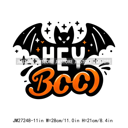 Cute Pumpkin Ghost Boo Creeep It Real Happy Halloween Spooky Witch Vibes Season Design DTF Iron On Transfer Stickers For Hoodies