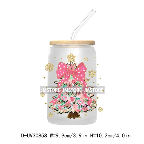 Christmas Pencil Tree Gift For Teacher UV DTF Transfer Stickers Decals For Libbey Cold Cups Mugs Tumbler Waterproof Coquette Bow