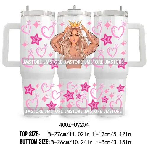 40OZ Tumbler Wrap Birthday Girl Cake Party UV DTF Cup Wraps Transfer Stickers Custom Labels Waterproof Logo Cute Queen Princess