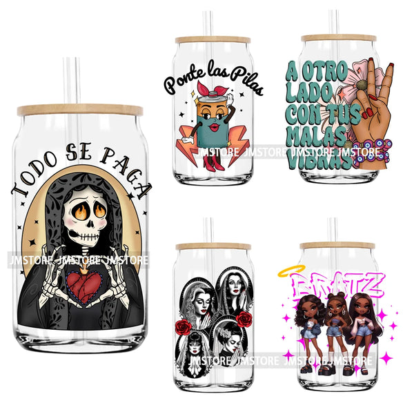 Mexican Skull Skeleton Hands Red Heart UV DTF Transfers Stickers Decals For Libbey Cold Cups Mugs Tumbler Waterproof DIY Craft