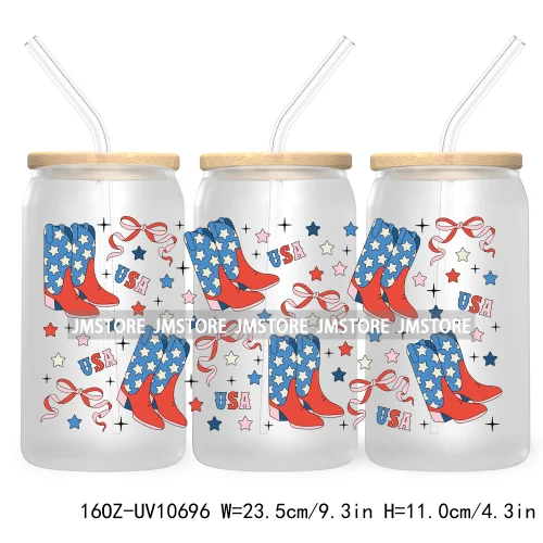 Dog Cat Mom UV DTF Cup Wraps Transfers Sticker For 16OZ Libbey Glass Can Butterfly Flowers Strawberry Coquette Cowgirl Boots