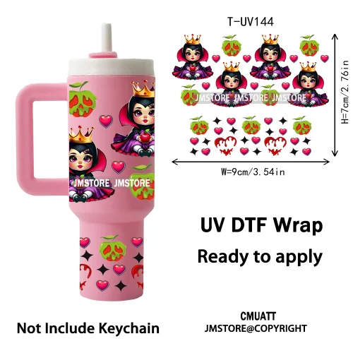 Princess Cartoon Queen Heart Wholesale Bulk UV DTF Wraps Ready To Apply Transfer Stickers Waterproof For Mini Tumbler Keychain