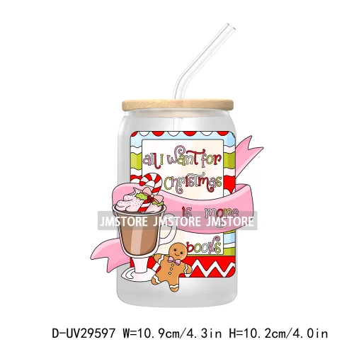 Howdy Christmas Boots UV DTF Transfer Stickers Decals For Libbey Cold Cups Mugs Tumbler Waterproof Labels Western Coquette Bow