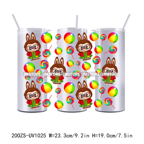 Cute Monster Doll Cartoon Character 20OZ Skinny Tumbler Wrap Ready To Apply UV DTF Transfer Stickers Durable Prints For Tumbler