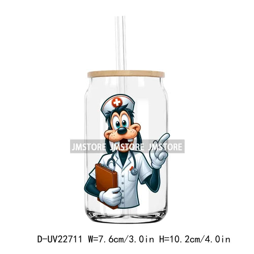 Cartoon Nurse Medical Mouse UV DTF Transfers Stickers Decals For Libbey Cold Cups Mugs Tumbler Waterproof DIY Craft Health Care