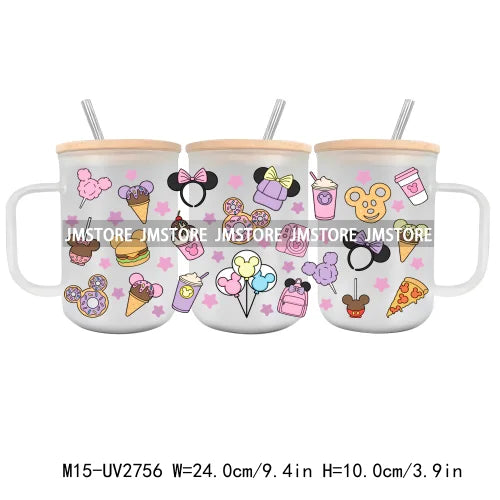 Cartoon Baby Little Princess UV DTF Glass Can Wrap For 15OZ Mug Glass Cup Transfer Stickers DIY Custom Logo Labels Magic Kingdom