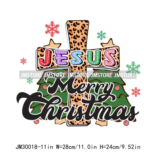 Jesus Christan Christmas God Cross Jesus Is The Reason For The Season Iron On DTF Transfers Stickers Ready To Press For T-shirts