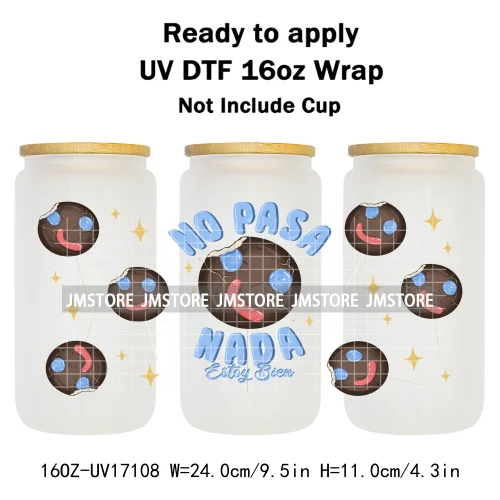 Spooky Conchas Mexican Halloween Ghost UV DTF Wraps Transfer Sticker Selfadhesive Waterproof Labels For 16OZ Libbey Glass Can