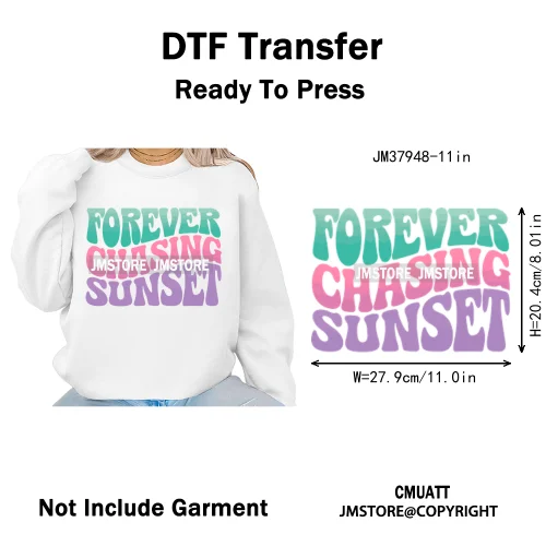 Funny Summer Quotes Sunset Palm Trees Beach Vacation Vibes Washable Iron on DTF Transfer Sticker Ready to Press for Textile Bags