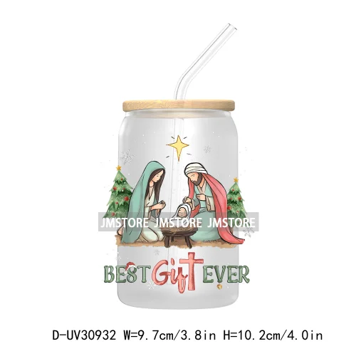 Jesus Christian Religious Christmas Faith Bible Verse UV Sticker Decals For Libbey Cold Cups Mugs Tumbler Transfer Stickers Logo