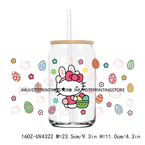 Easter Cartoon Bunny Eggs Coffee 16OZ UV DTF Cup Wrap Transfers Stickers Custom Labels DIY Waterproof Logo For Libbey Glass Can