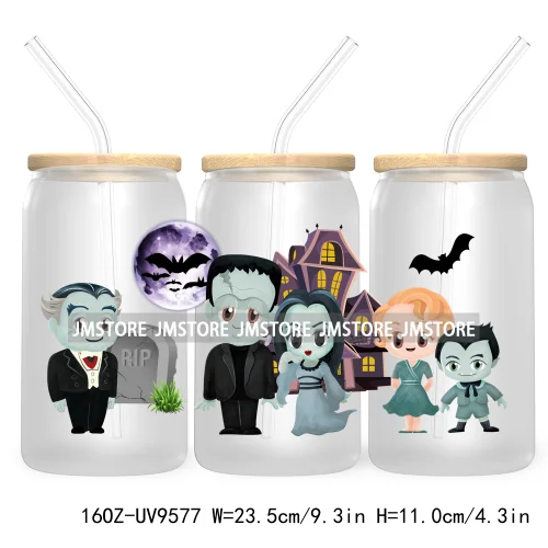 Halloween Cartoon 16OZ UV DTF Cup Wrap Transfer Stickers Custom Labels Waterproof Logo For Libbey Glass Can Pumpkin Season Vibes