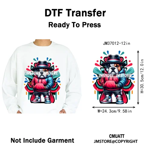 12in Graffiti Gangster Hip Hop Gorilla Life Is Better With Bulldog Iron on DTF Heat Transfer Sticker Ready to Press for Hoodies
