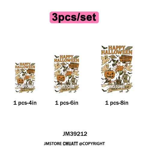 Cartoon Scary Monster Halloween Friends Season Printing Iron on DTF Washable Heat Transfers Stickers Ready to Press for Textile