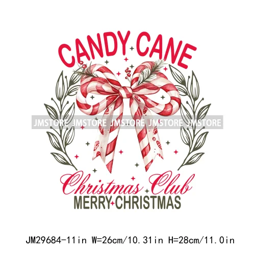 New Christmas Santa Social Club Coquette Western Boots Jolly Holiday Season Logos Iron On DTF Heat Transfer Stickers For Hoodies