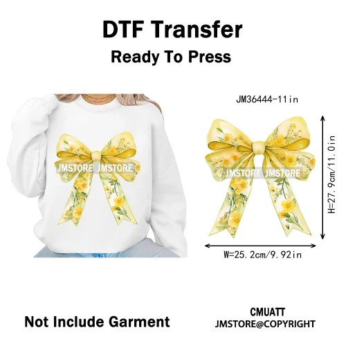 Spring Wildflower Love Vibes Ribbon Wedding Coquette Iron on DTF Thermal Transfers Stickers Ready to Press for Dresses Hoodies
