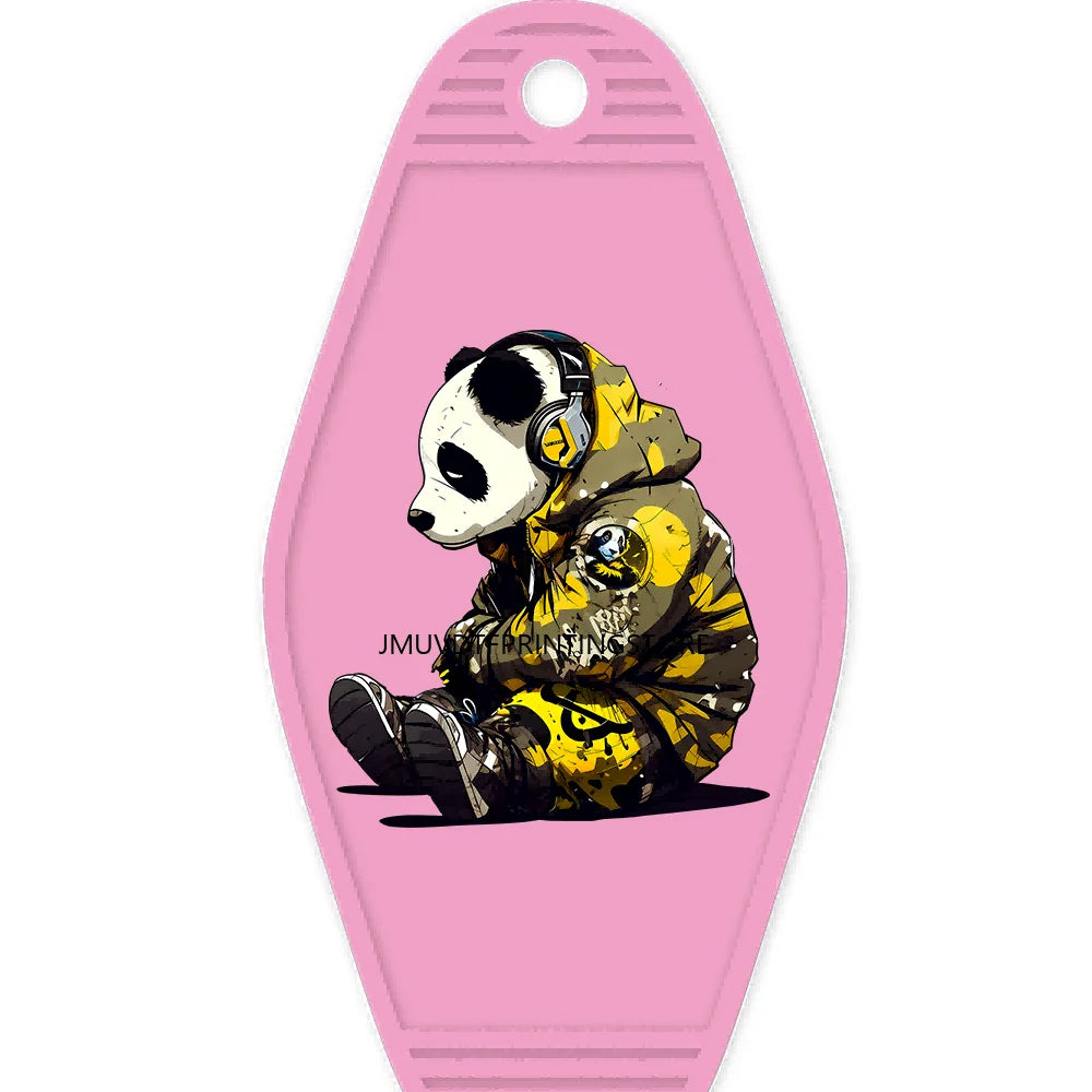 Cool Cartoon Animals High Quality WaterProof UV DTF Sticker For Motel Hotel Keychain Hip Pop Panda Bears