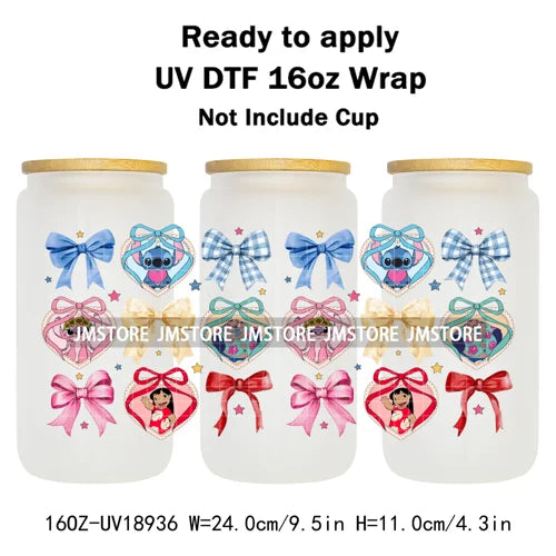 Bundle Princess Magical Mirror Bow UV DTF Stickers Ready To Apply Cup Wrap Durable Custom Prints DIY Craft For Libbey Can Glass