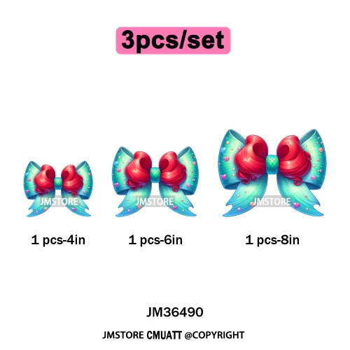 Colorful Princess Vibes Coquette Girly Kids Pastel Bows Printed Decals Iron on DTF Transfer Stickers Ready to Press for Clothes