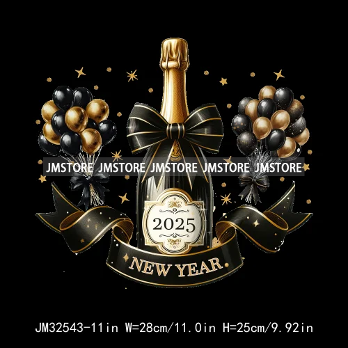 In My 2025 Era Good Vibes Coquette Happy New Year Iron On Disco Ball Christmas DTF Heat Press Transfers Stickers For T-shirts