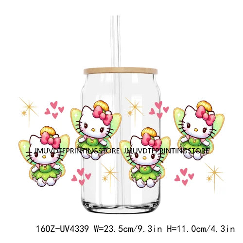 Cute Cartoon Cat Cow 16OZ UV DTF Cup Wrap Transfers Stickers Baseball Girl Custom Label DIY Waterproof Logo For Libbey Glass Can