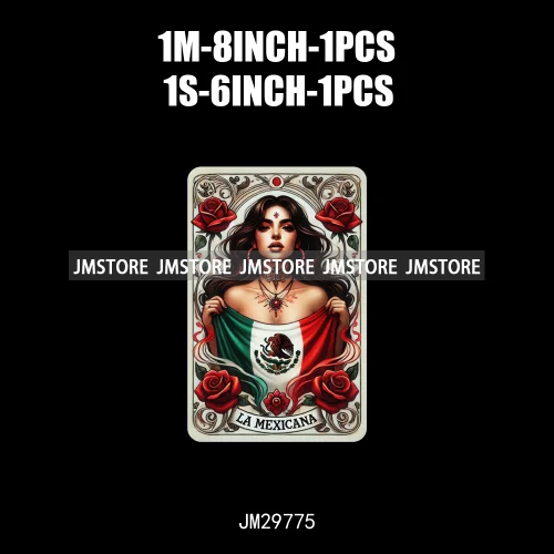 Latina Mexican Lady Chicana Spanish Tarot Card Designs Hecho En Mexico Iron On DTF Transfer Stickers Ready To Press For T-shirts