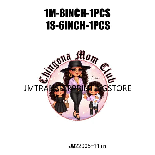 Latina Chicano Mom Iron On Transfer Patches Mama Chingona Mexican Chibi Style Mother's Day DTF Transfer Stickers For Hoodies