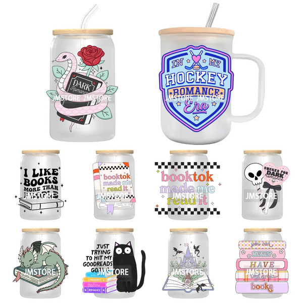 Fantasy Book Lover Gifts Positive Quotes UV DTF Decals Ready To Apply Waterproof Transfer Stickers For 16OZ Libbey Glass Can Cup