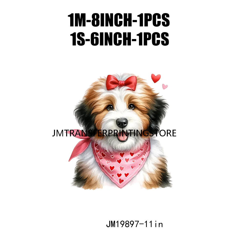 Puppy Valentine's Day Animal Love Cute Dog Heat Press Iron On DTF Heat Transfers Stickers Ready To Press For Shirts