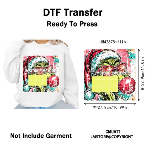 Cartoon Christmas Club Snow Winter Vibes Holly Jolly Santa Iron on DTF Washable Transfers Stickers Ready to Press for Clothing