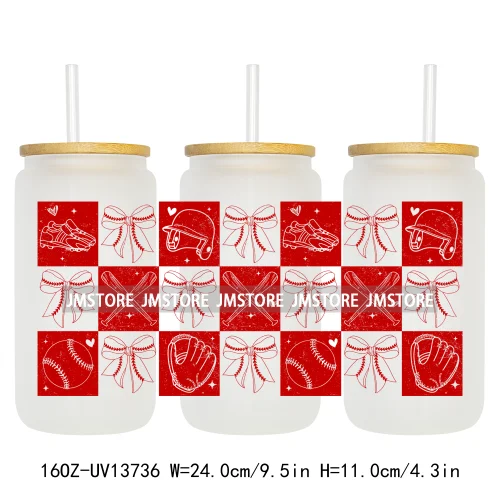 Coquette Baseball Mama Game Day 16OZ UV DTF Cup Wraps Ready To Apply Waterproof Transfer Stickers For Libbey Glass Can Tumbler