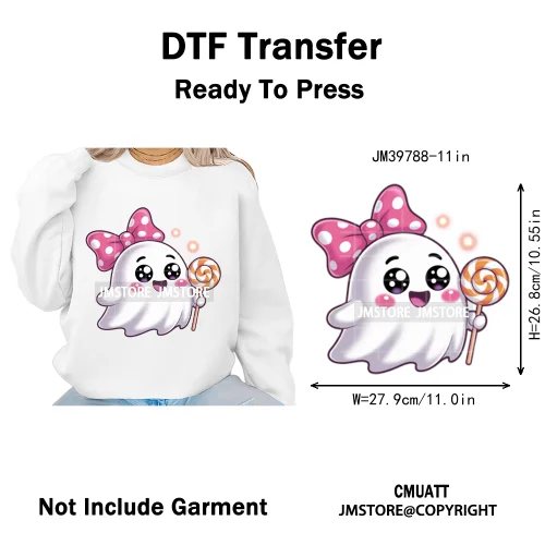 Spooky Coffee Lover Halloween Coquette Pumpkins Witches Ghost Iron on DTF Washable Transfers Stickers Ready to Press for Clothes