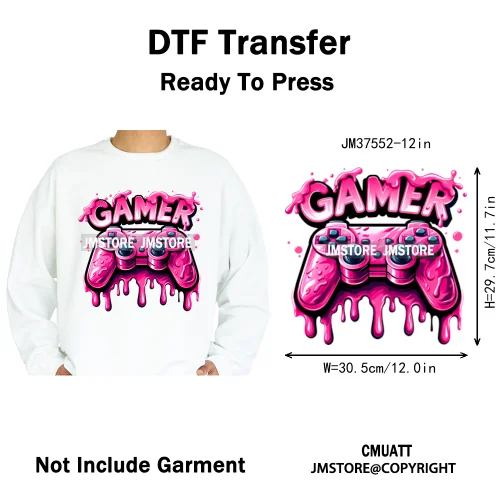 12in Game Zone Time Girl Gamer Squad Hustler Graffiti Game On Over Iron on DTF Transfers Stickers Ready to Press for Hoodies