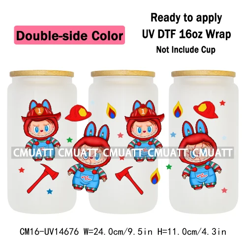 Double Sided Color UV DTF Cup Wraps 16OZ Wholesale Custom Bulk Waterproof Cartoon Cute Monster Coquette Bow DIY Craft Mug Glass
