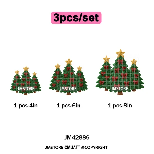 Funny Faux Yarn Crochet Christmas Tree Santa Winter Season Iron on DTF Washable Transfers Stickers Ready to Press for Textiles