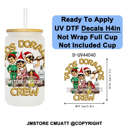 Floral Mexican Christmas Mama UV DTF Transfer Stickers Decals Ready To Apply Good Quality Prints For Libbey Cold Cup Mug Tumbler