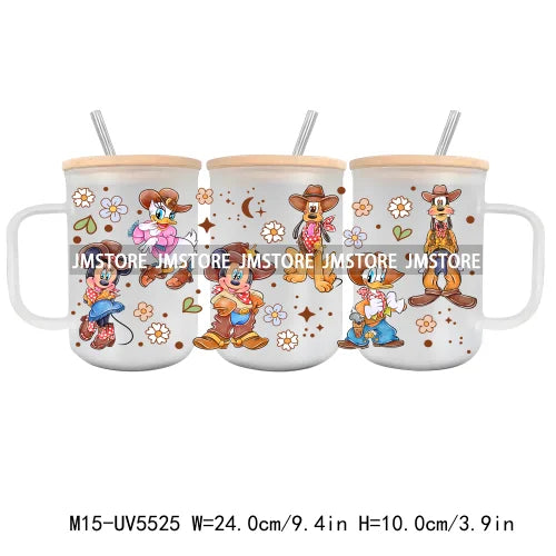 Cartoon Characters Best Friends UV DTF Sticker For 15OZ Mug Libbey Glass Cup Can Wrap Transfer Sticker Custom Labels DIY Logo