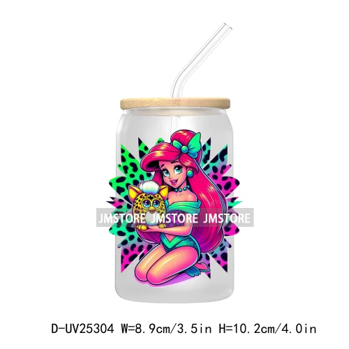 Cute Cartoon Princess Mermaid UV DTF Transfer Stickers Decals For Libbey Cold Cups Mugs Durable Waterproof Custom Logo Labels