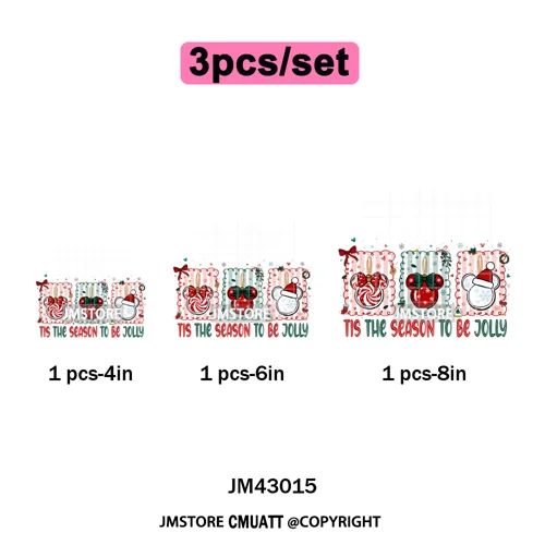 Girly Coquette Merry Christmas Ginger Cartoon Cozy Jolly Season Iron on DTF Heat Transfers Stickers Ready to Press for Clothing