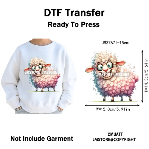 15cm 5.9in Kid Cute Silly Baby Pet Animal Iron On DTF Heat Transfer Sticker For Clothes Vinyl Thermal Washable T-Shirts Decals