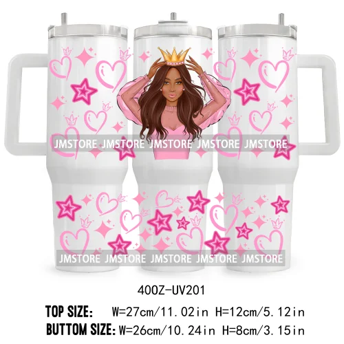 40OZ Tumbler Wrap Birthday Girl Cake Party UV DTF Cup Wraps Transfer Stickers Custom Labels Waterproof Logo Cute Queen Princess