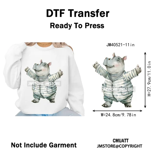 Cute Nursery Sleepy Baby Safari Jungle Animals in Pajamas Love Iron on DTF Washable Transfers Sticker Ready to Press for Clothes