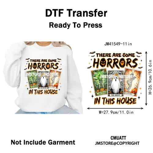 Pumpkin Leopard Spooky Ghost Moo Boo Cow Pet Halloween Bow Iron on DTF Washable Transfers Stickers Ready to Press for T-shirts