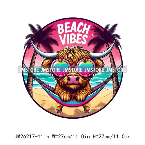 Animal Boujee Raccoon Stay Trashy Summer Vibes Highland Cow Design Logo DTF Iron On Transfer Stickers Ready To Press For Hoodies