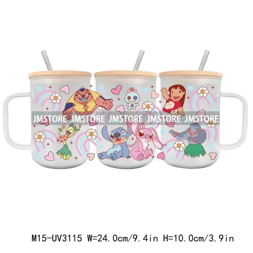 Cartoon Baby Little Princess UV DTF Glass Can Wrap For 15OZ Mug Glass Cup Transfer Stickers DIY Custom Logo Labels Magic Kingdom