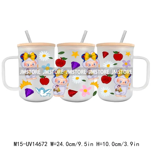 Cartoon Monsters Doll 15OZ Glass Mug UV DTF Cup Wrap Ready To Apply Waterproof High Quality Custom Prints For Mugs Cup Tumbler